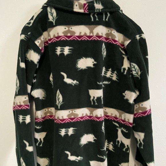 Vintage American Weekend Forest Green Animal Fleece Jacket - Picture 6 of 6